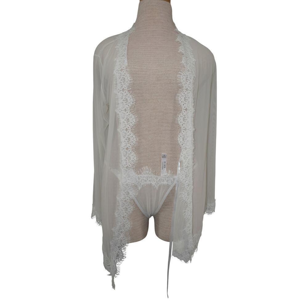 Frederick’s of Hollywood “Stephanie” Sheer Lace Robe & Thong Set